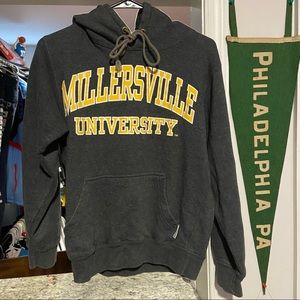 Vintage Dark Gray Mens Small Millersville University Pullover Hoodie